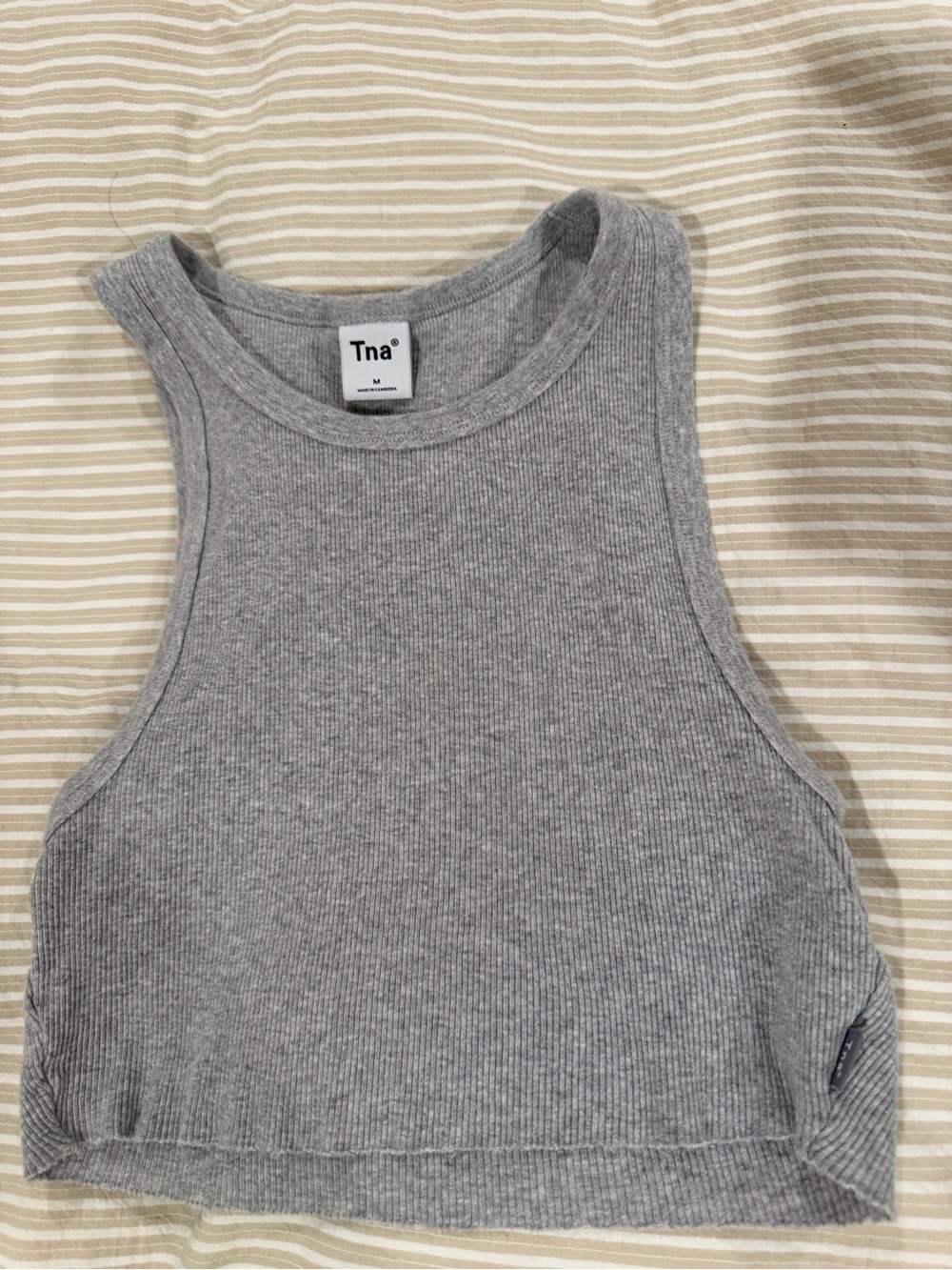 TNA Light Gray Ribbed Cropped Tank